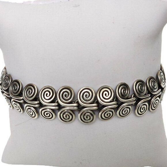 Vintage Jewelry - Vintage Double Spiral Handcrafted Sterling Bracelet  7"